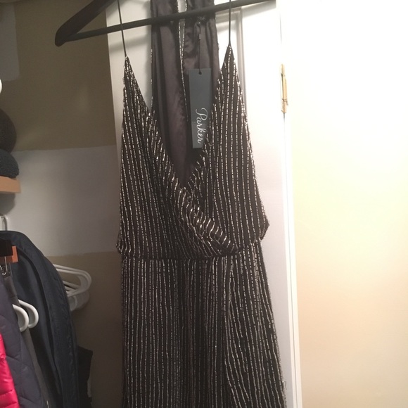 NWT Parker black silver beaded cocktail dress - Picture 3 of 6